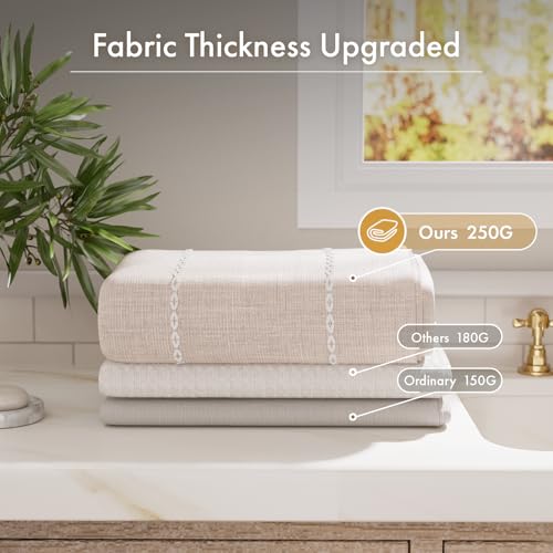 Bathway Farmhouse Shower Curtain Boho with Tassels, Linen Blend Heavy Duty Shower Curtain Set with 12 Metal Hooks, Vintage Luxury Rustic Elegant Fabric Curtain for Bathroom Window, 72x72 Inches, Beige by Bathway - Used condition - Image 9