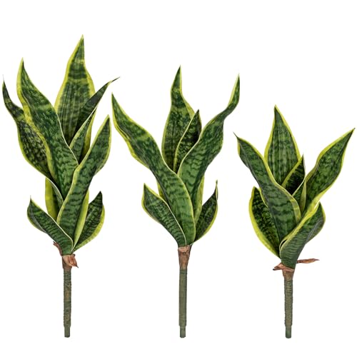 DILATATA Unpotted Artificial Snake Plant Faux Sansevieria Leaf Single Stem Fake Agave Greenery Realistic Plastic Plant for Home Office Garden Indoor Outdoor Decor
