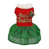 Stabbon ペット服 犬 猫 ワンピース ドレス 秋冬 テディ 小型犬 可愛い お姫様 クリスマス お出かけ 記念撮影 (01#,M)