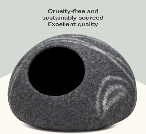 MEOWFIA Cat Cave - Merino Wool Bed for Indoor Cats (Dark Gray, Medium) by MEOWFIA - Used condition - Image 6