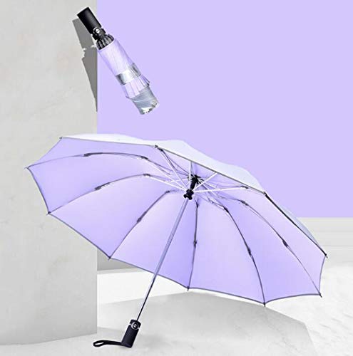 WLWLEO Automatique Umbrella Grand arrière Pliant Parapluie Sun Pluie à Double Usage avec Bandes réfléchissantes Coupe-Vent Automatique Ouvrir la liste Fermer 8 Bones pour Les Femmes Hommes,Violet Cover