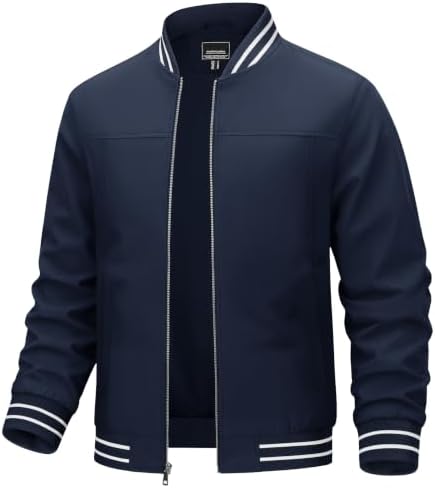 TACVASEN Men's Lightweight Jacket Casual Spring Fall Windbreaker Bomber Zip Up Coat With Pocket
