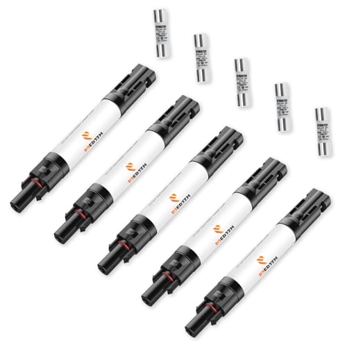 Solar Fuse Holder Fuse Inline 20Amp 1000V Fuses 20A IP67 Waterproof Connector for PV System Panels Surge Protection Device 5 Pcs