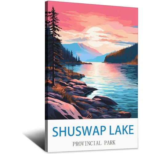 Poster Shuswap vintage de parc provincial pour ambiance chalet et salon