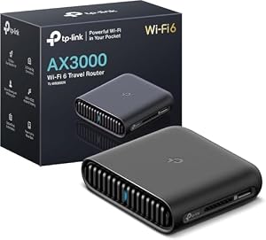 TP-Link Dual-Band Wi-Fi 6 AX3000 Travel Router TL-WR3002X | Multi-Gig-tragbar | OpenVPN, WireGuard | einfache öffentliche WLAN-Sharing | Hotel/Kreuzfahrt/Reisen zugelassen | Telefon-WiFi-Haltegurt |