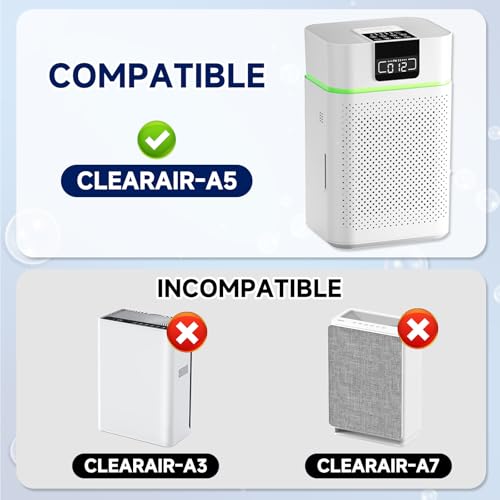 Image of ClearAir-A5 Replacement Filter Compatible with VEWIOR ClearAir-A5, 3-in-1 H13 True HEPA Air Cleaner Filter
