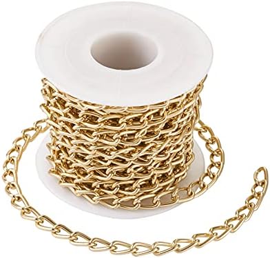 PandaHall 16FT/Roll 304 Stainless Steel Curb Chains Unwelded Colorful Twist Links with Spool for Jewellery Crafts Making,4.5x3x1mm