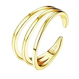 Morfetto 14K Gold Gefüllte Zehenring Für Frauen Hypoallergen - Einstellbare Offene Kleine Ringe Gold Riesige Band CZ Zehenringe Dreireihige Zehenring Goldene Fußschmuck Dreifach