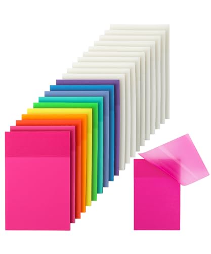 Mr. Pen- Transparent Sticky Notes, 3" x 2", 20 Pads, 1000 Sheets, Colorful & Clear, See Through Self-Adhesive Notes Bulk for Bible Journaling and Studying, Water-Resistant, Clean Removal