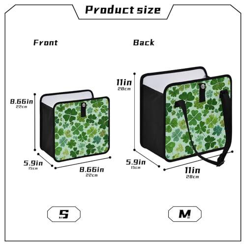 Image of Car Trash Can Organizer Bin with Adjustable Strap for Back Front Seat Console Waterproof Leakproof Collapsible Portable 11 Inch Green Nature St Patrick Clovers