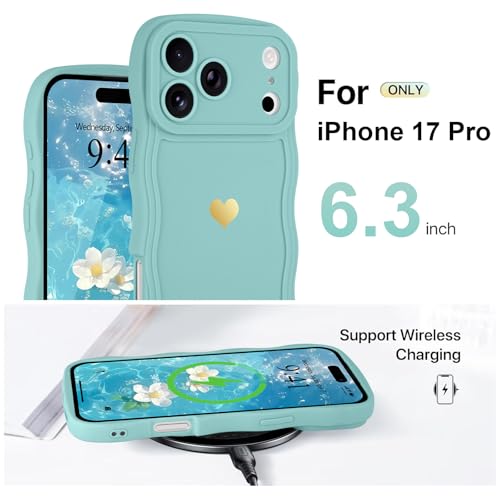 LAPOPNUT for iPhone 17 Pro Case Cute Heart Simple Wave Frame Case Aesthetic Design Solid Color Girls Women TPU Silicone Slim Phone Cover for iPhone 17 Pro 6.3 Inch,Blue by LAPOPNUT - Used condition - Image 3