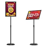 KOOV Sign Stand Floor Standing Sign Holder for 8.5 x 11 Inches , Adjustable Pedestal Poster Stand wi