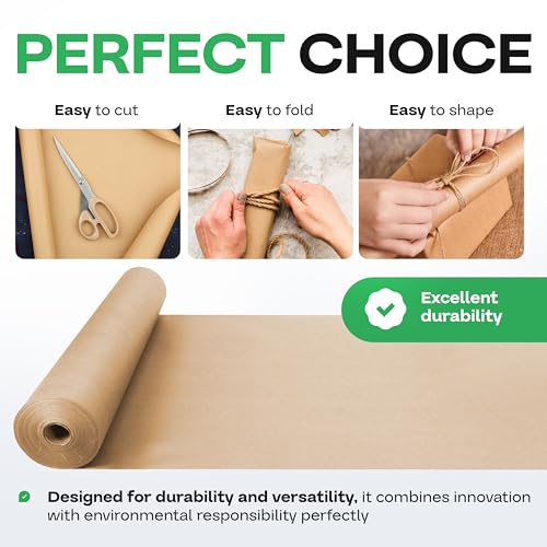 Brown Kraft Paper Jumbo Roll 18" x 14400" (1200 ft) with Dispenser – USA-Made Natural Kraft Paper 30lb Thickness for Packing, Wrapping, Void Filling, Kids' Arts, DIY & School Projects by IDL Packaging by IDL Packaging - Used condition - Image 6