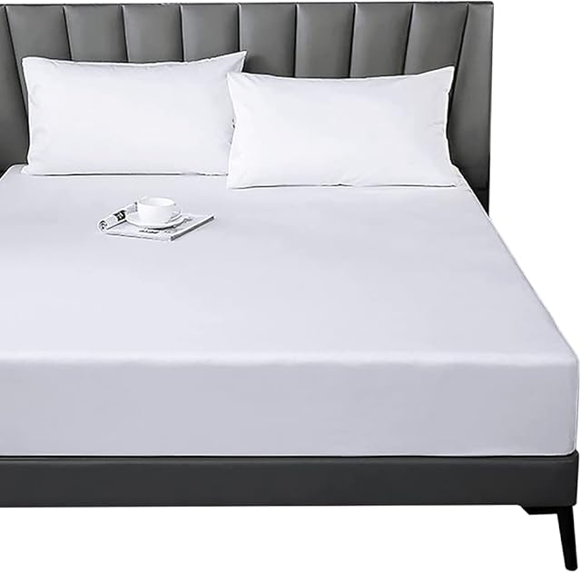 Lirex Fitted Sheet, Single Size 100% Egyptian Cotton 400 Thread Count Soft Breathable Fitted Sheet,White