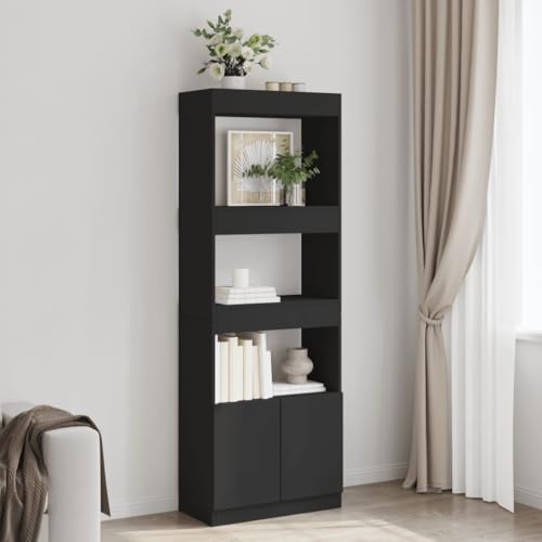 GCHDHAPB Estanterías para el hogar, estanterías y estantes de pie, color negro, 63 x 33 x 180 cm, madera de ingeniería