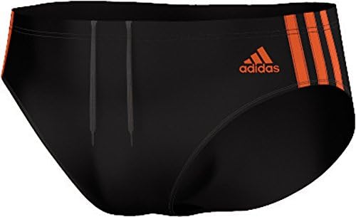 Adidas Men's 3-Stripes Swim Trunk, Black/Orange, 12 Size