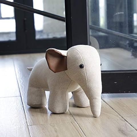 Interior Door Stopper Fabric Doorstops Decorative Elephant Lover Gift Creamy White Cover