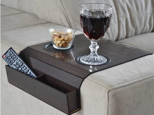 Bandeja Esteira P/Braço De Sofá Com Porta Copos E Controle