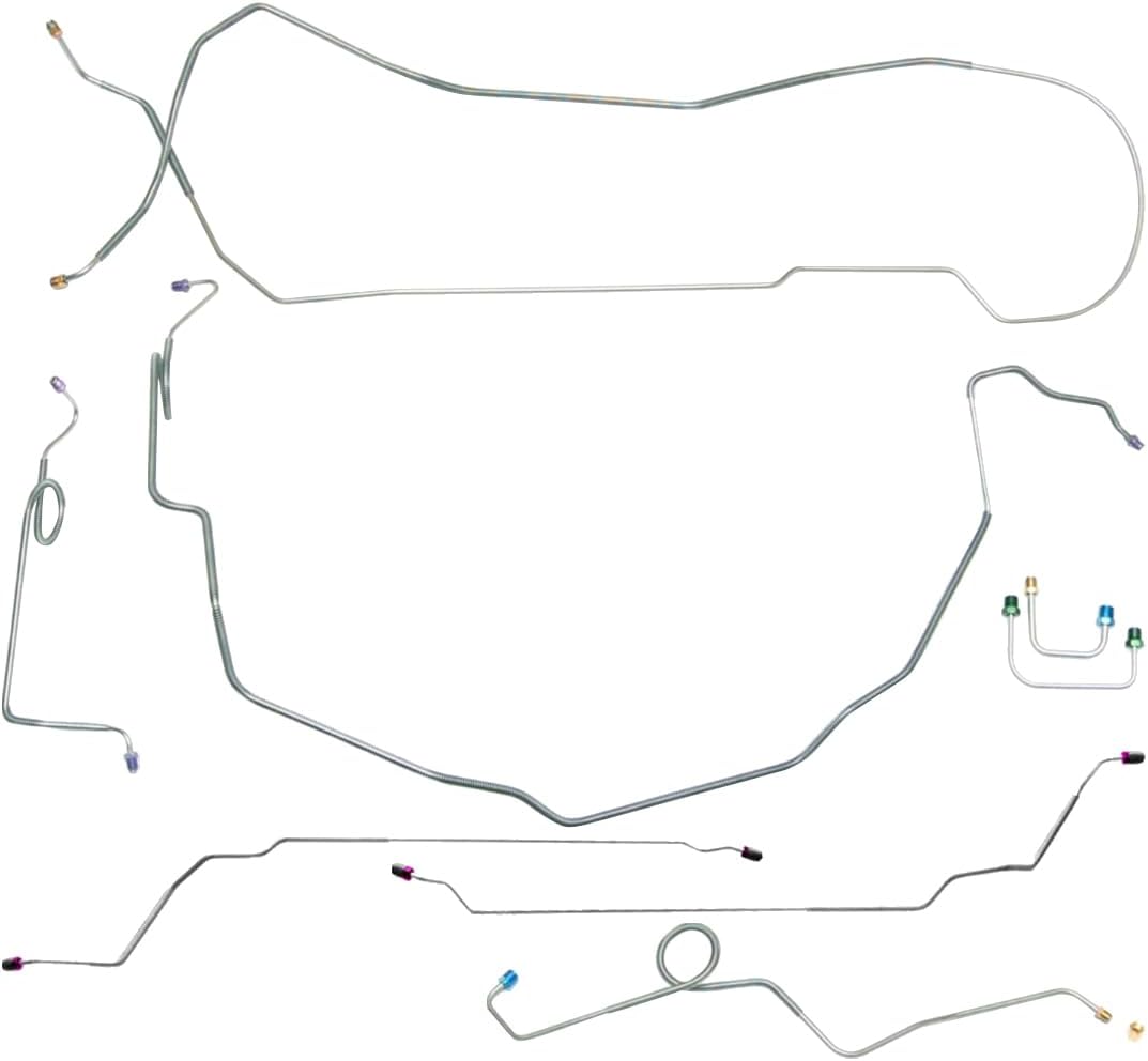 Inline Tube Compatible with 1968 Pontiac GTO Tempest LeMans Hardtop Valve At Master Power Disc Conversion Complete Brake Line Kit 8pc, Stainless