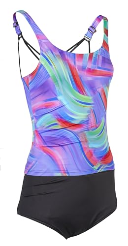 Tankini indigo de bain pour incontinence lavable en machine anti-UV