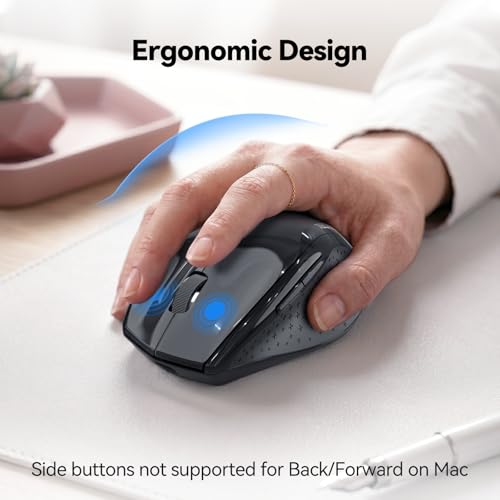 TECKNET Pro Wireless Bluetooth Mouse, 2.4G/ BT 5.0, Silent 6-DPI, Black - image 4
