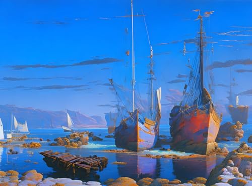 Poster mer de navires rouillés 58 x 90 cm pour habiller un grand mur vide