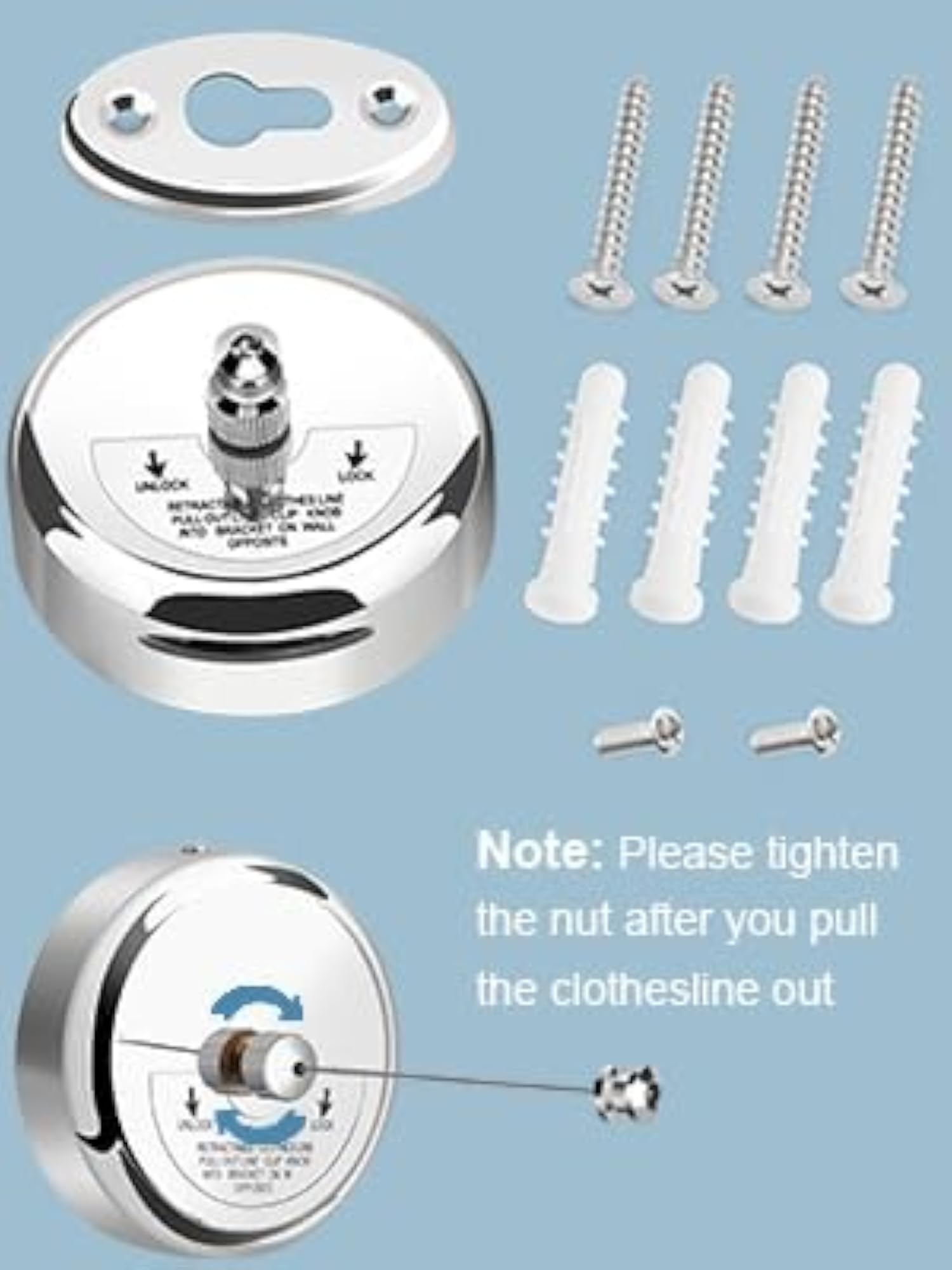 Stainless Steel Retractable Clothes Line with Adjustable Lockable Wire