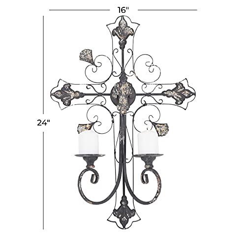 Deco 79 Black Metal French Country Wall Decor, 24" X 16" X 6" #TOP2