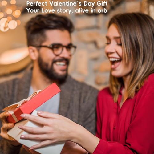 Crystal Ball Video Player, Memory Sphere Lamp with Sound, 2.7" 3D Memory Orb Digital Player, Personalized Valentines Day Gifts for Women, Wife, Men, Husband,(White) - Thumbnail 3