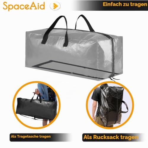 SpaceAid Extra große Umzugstaschen, robuste Aufbewahrungsbeutel mit Doppelreißverschluss, Tragegriffen und Rucksackriemen… – Ansicht 5