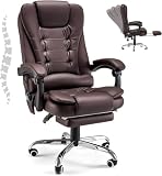 YODOLLA Ergonomisch Bürostuhl mit Fußstütze & Liegefunktion, Braun