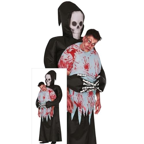 FIESTAS GUIRCA Disfraz Hinchable Llévame a la Tumba para Hombre - Disfraz de Parca llevando un Muerto - Disfraces de Halloween para Hombre Talla Adulto L