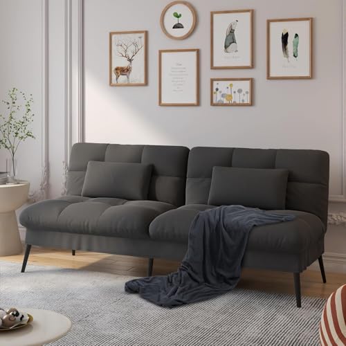 COMHOMA Futon Sofa Bed, 72″ Convertible Sleeper Sofa, Upholstered Loveseat