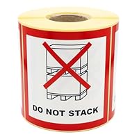 MD Labels Warnetiketten auf Rolle 100x100mm 500 Stück Do not stack! Paketaufkleber für Sendungen -Versandetiketten– internationaler Versand