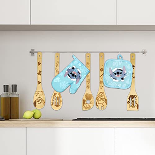 Christmas Gift For Women Mom Birthday Gift From Daughter - Wooden Spoons For Cooking Bamboo Kitchen Cooking Utensils Set With Apron Oven Mitt Potholder Set - Great Mother's Day Gift #TOP5