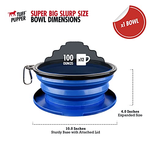 Tuff Pupper Superbigslurp - Collapsible Dog Bowls | Convenient Dog Travel Bowls W/Storage Lid | Keeps Pups Hydrated And Full | Portable Dog Water Bowls & Large Travel Bowls For Pets | Patent Pending #TOP3