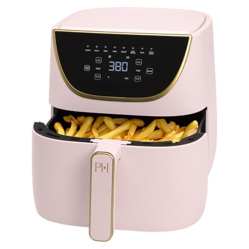 Paris Hilton Air Fryer, Large 6-Quart Capacity, Nonstick Made without PFAS, Touchscreen Display, 8-in-1 (Air Fry, Roast, Broil, Bake, Reheat, Keep Warm, Pizza, Dehydrate), Dishwasher Safe, Pink