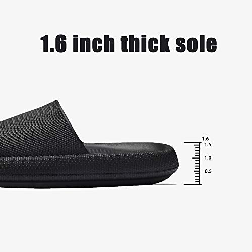 Slippers For Women And Men Quick Drying Slide Sandal With Thick Sole Non-Slip Soft Shower Slippers Open Toe Spa Bath Pool Gym House Sandals For Indoor & Outdoor Black39-40 #TOP2