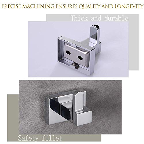 LUCKUP Bathroom Hardware Set Polished Chrome Bath Accessories Wall Mounted Square Towel Bar Set SUS304 Stainless Steel, 8 Piece