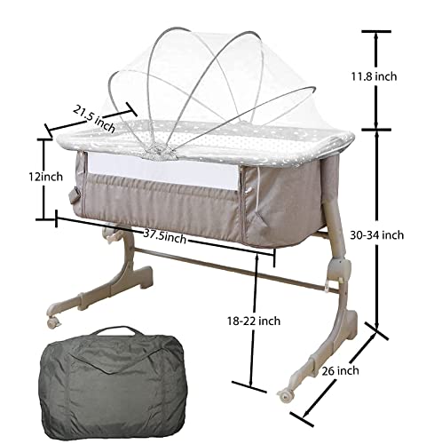 Rdhome Baby Bassinet & Baby Bedside Sleeper, Height Adjustable Portable Infant Cribs For Newborn With Breathable Net Cover, Comfy Mattress,Storage Bag #TOP3