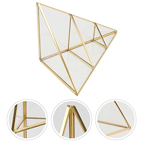 Happyyami Glass Pyramid Jewelry Organizer 3- Tier Jewelry Stand Holder Geometric Jewelry Display Tower Rack Clear Trinket Box For Storage Earring Necklace Bracelet Golden #TOP7