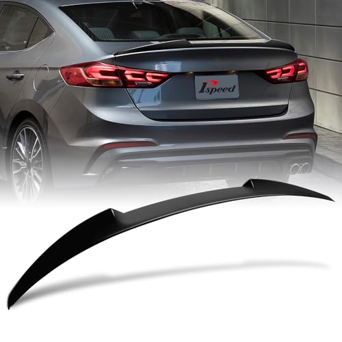 Pspeed Rear Spoiler Wing fit for Hyundai Elantra Sedan Eco/GL/GLS/L/LE/Limited/SE/Sport 2017 2018, for Hyundai Elantra Sedan GL SE/SEL 2018 Rear Wing Trunk Spoiler Gloss Black