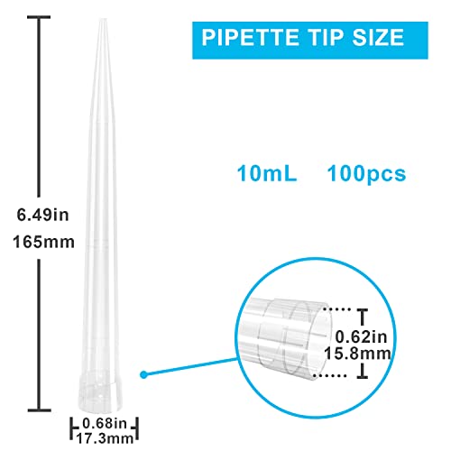 Image of ONiLAB 10mL Universal Pipette Tips, 100 Pcs, Autoclavable | Transparent Design, DNase /RNase Free, Non-Pyrogenic, High Volume Transfer, Low Retention Design