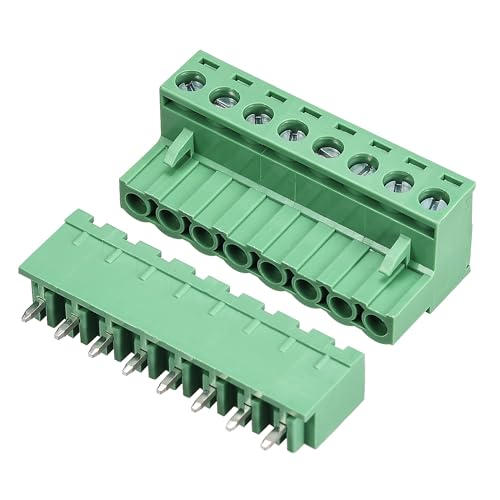 TA-VIGOR 8 Pin 5.08mm Pitch PCB Screw Terminal Block Set, Male and Female Connector Blocks Electrical, 300V 15A, Green, 5 Sets