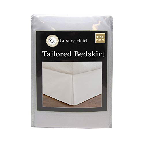 Lux Hotel Microfiber Tailored Style Bed Skirt with Classic 14 Inch Drop Length, Twin XL, White