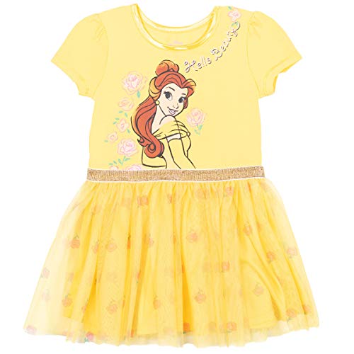 Disney Princess Belle Toddler Girls Short Sleeve Tutu Dress Scrunchie Set Yellow 2T #TOP2