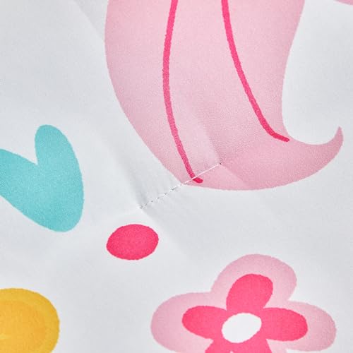 Girls Bed in a Bag Queen Size White Unicorn Comforter Set with Rainbow Flower - Soft 7 Pcs Pink Bedding Set (1 Comforter, 2 Pillow Shams, 1 Flat Sheet, 1 Fitted Sheet, 2 Pillowcases) by UOZZI BEDDING - Image 8