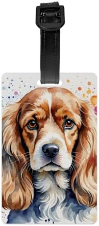 Art and Beyond Personalized Luggage Tag Dogs Pet Puppy Novelty Custom Luggage Tags for Suitcases, Bag Watercolor Cocker Spaniel Brown White Dog Design Customized Travel, One Piece, Medium image 5