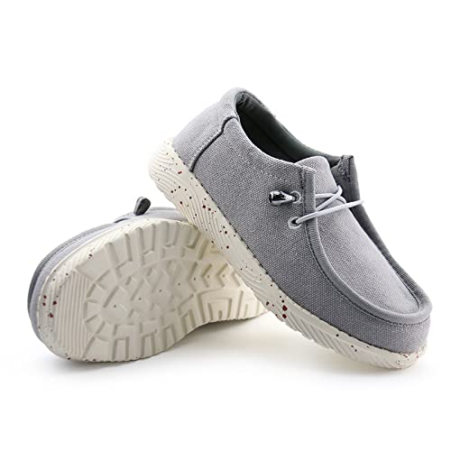 Firelli Kids Loafers Boys Girls Canvas Walking Shoes School Shoes(Grey,1) #TOP5