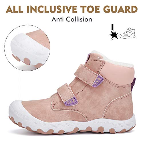 Mishansha Kids Hiking Shoes Boys Girls Winter Boots Pink 7.5 Toddler angle 5
